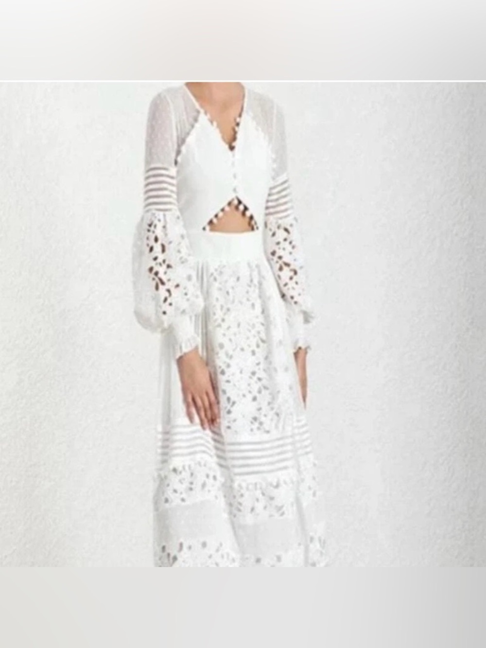 L'ATISTE White Dressy eyelet open skin maxi dress